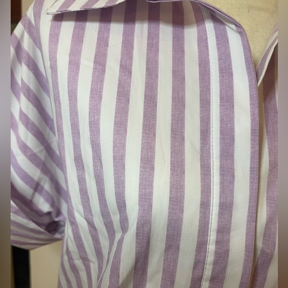 Hope & Harlow striped button down cropped mixed stripe purple preppy nautical S - Picture 9 of 11